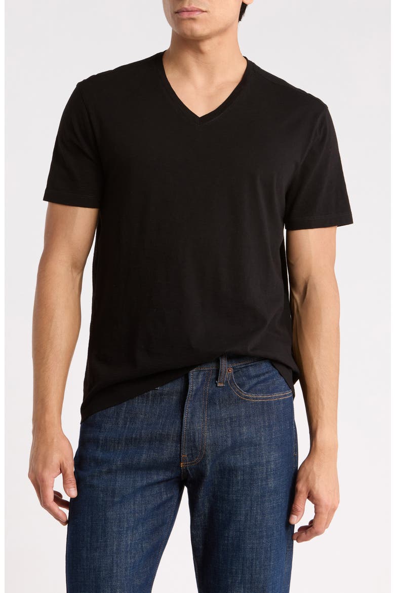 Vaan Mercerized Cotton V-Neck T-Shirt, Main, color, BLACK