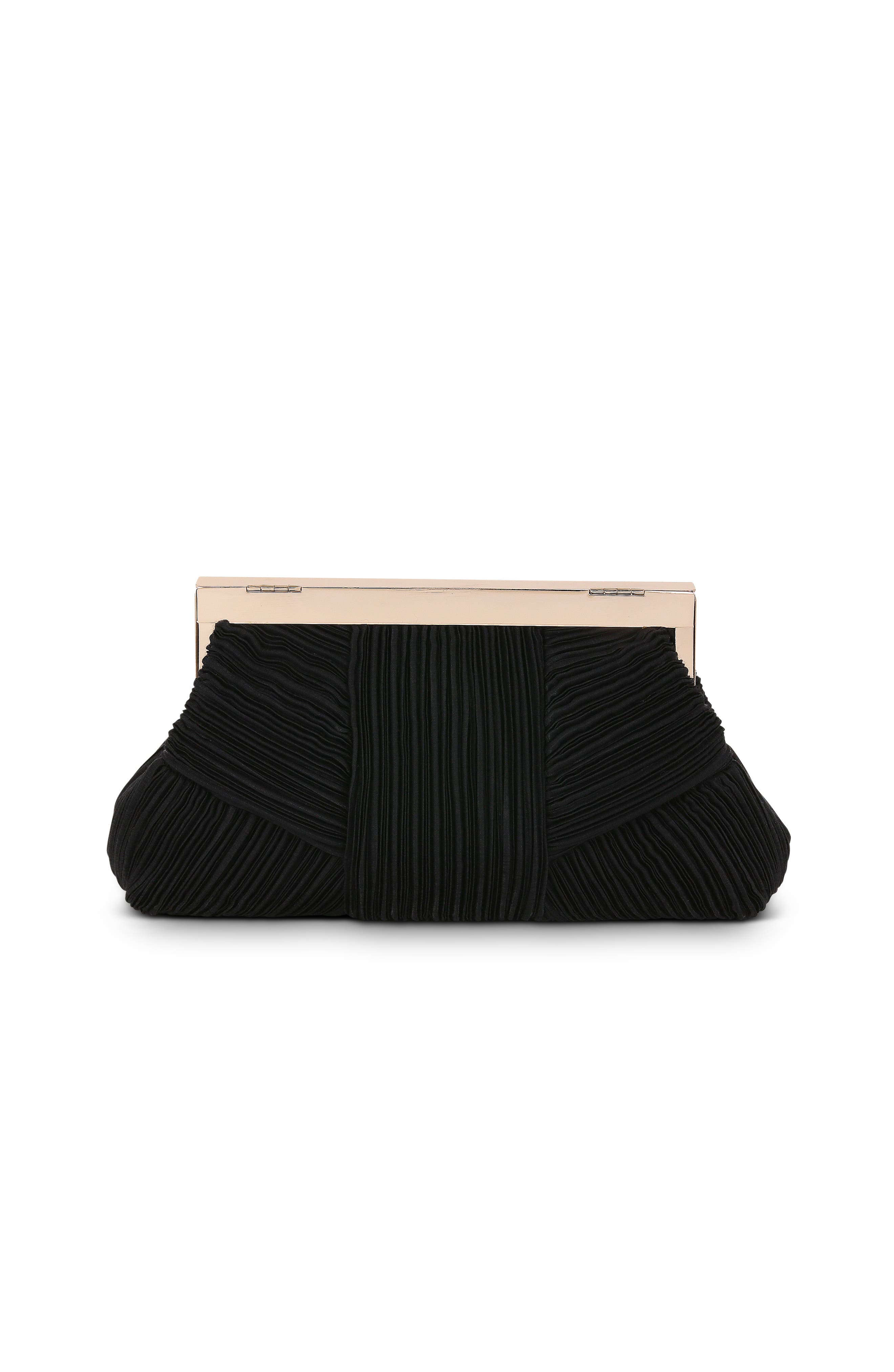 Jewel Badgley Mischka Millie Mini Pleated Clutch, Alternate, color, Black
