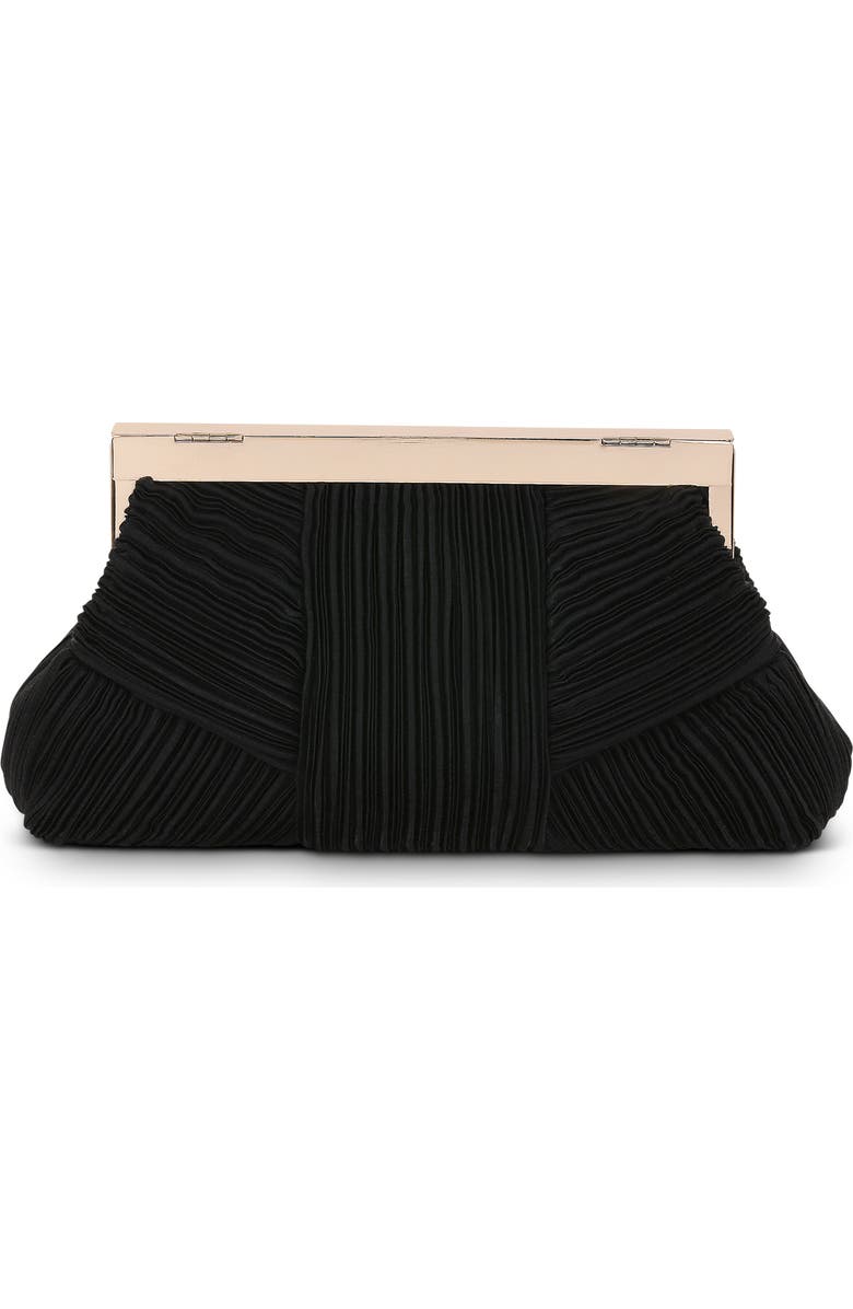 Jewel Badgley Mischka Millie Mini Pleated Clutch, Alternate, color, Black
