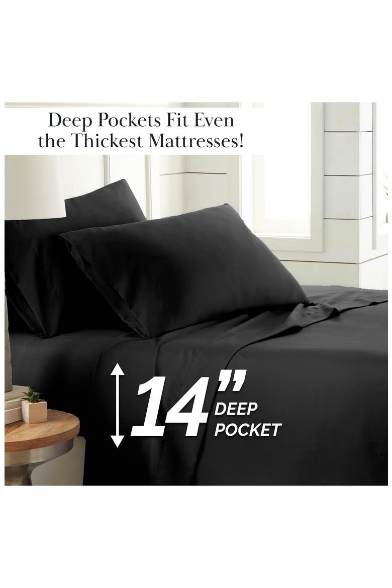 Classic Soft & Comfortable Brushed Microfiber Sheet Set, Alternate, color, BLACK
