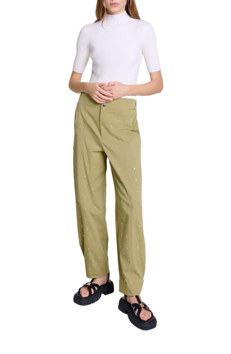 maje Cotton and silk ribbed top, Alternate, color, Ecru