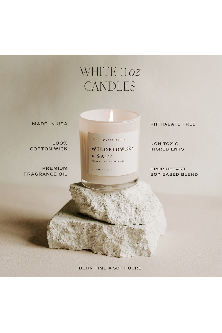 11oz White Jar Candle - Spa Scents, Alternate, color, Wildflowers and Salt
