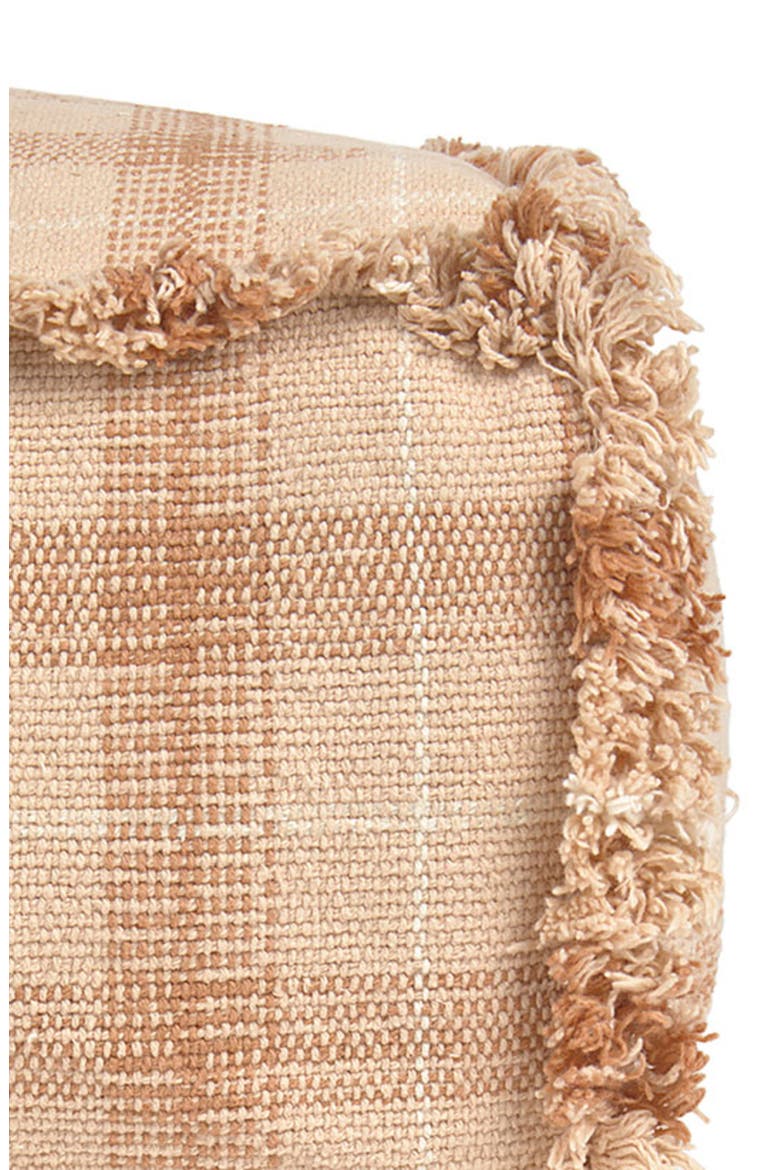 Tartan Fringe Trim Pouf, Alternate, color, ROSE NATURAL