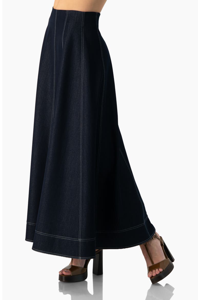 Wide Denim Midi Skirt, Alternate, color, Navy Blue