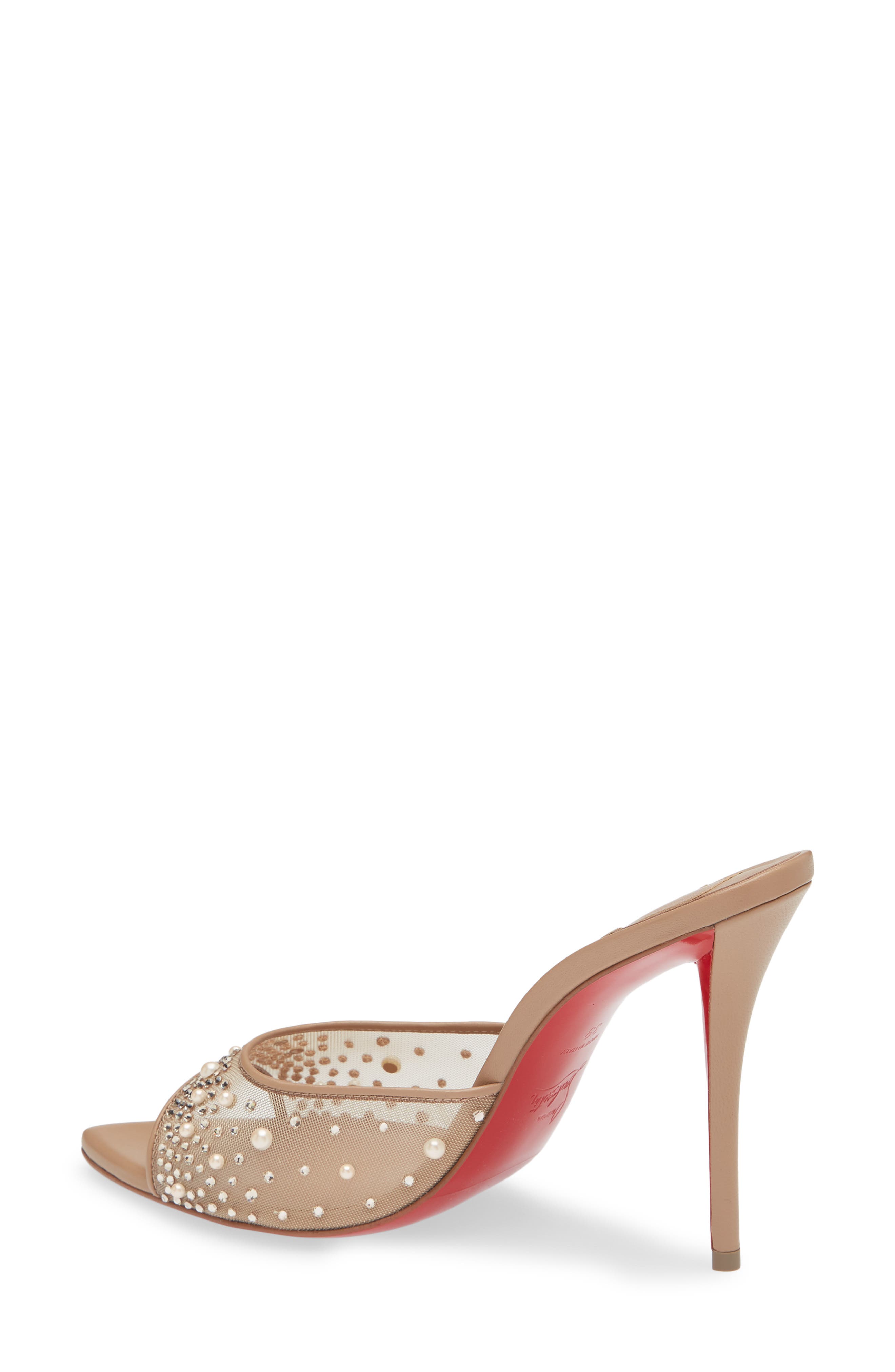 Christian Louboutin Miss Z Crystal Embellished Mesh Pointed Toe Sandal, Alternate, color, Blush/ Blush