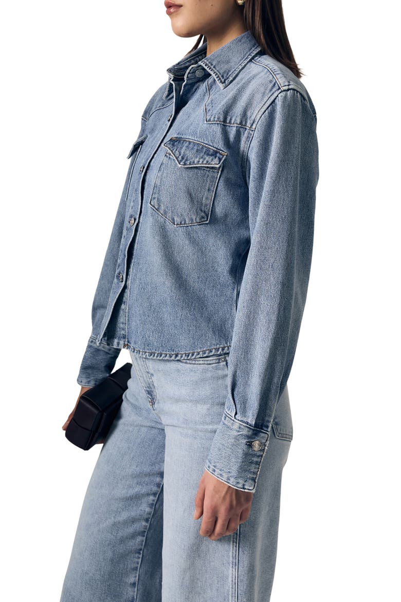 Martha Western Denim Button-Up Shirt, Alternate, color, ETERNAL LOVE