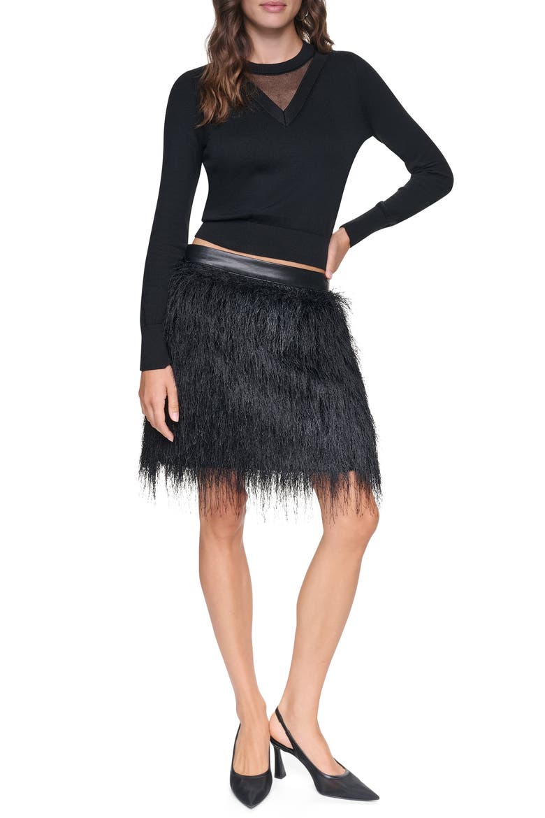 City Fringe Skirt, Alternate, color, BLACK