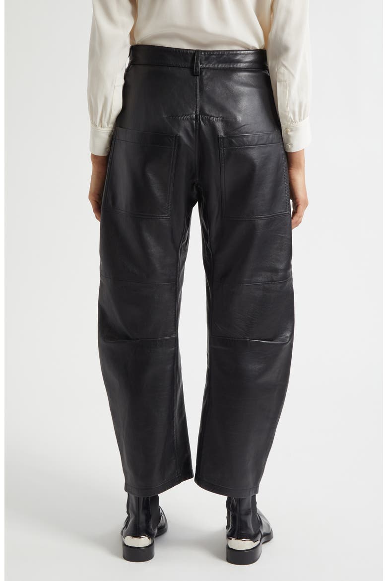 Shon Barrel Leg Leather Pants, Alternate, color, BLACK