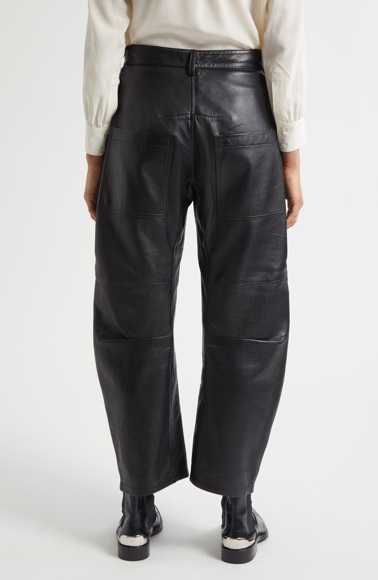 Nili Lotan Shon Barrel Leg Leather Pants, Alternate, color, Black