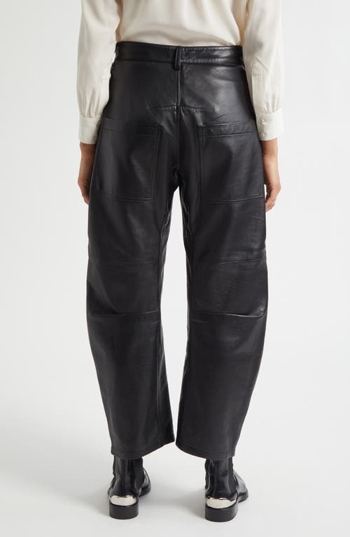 Nili Lotan Shon Barrel Leg Leather Pants In Brown