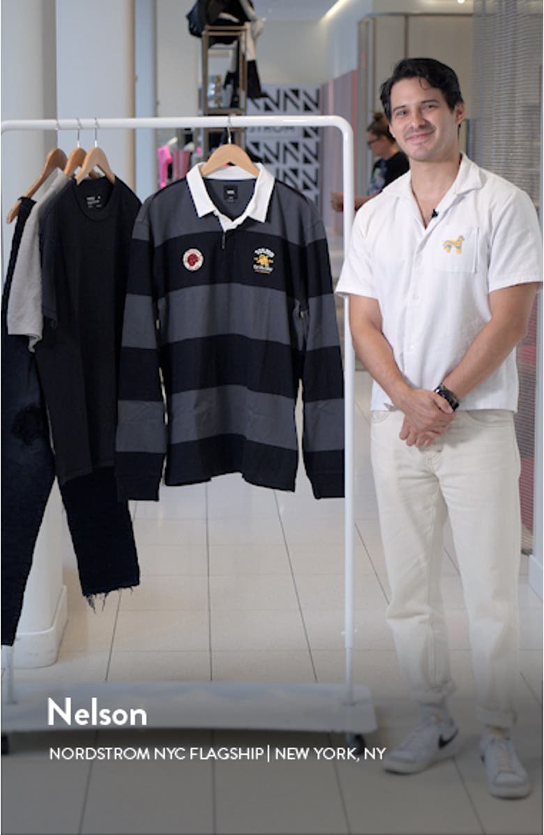 Desert Hi Stripe Long Sleeve Rugby Polo, sales video thumbnail