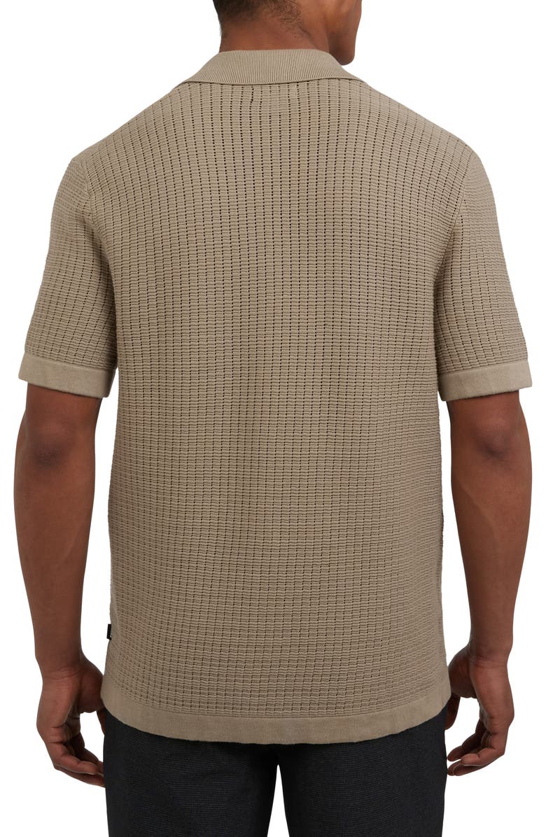 DKNY SPORTSWEAR Cotton Grid Knit Camp Shirt, Alternate, color, Cafe
