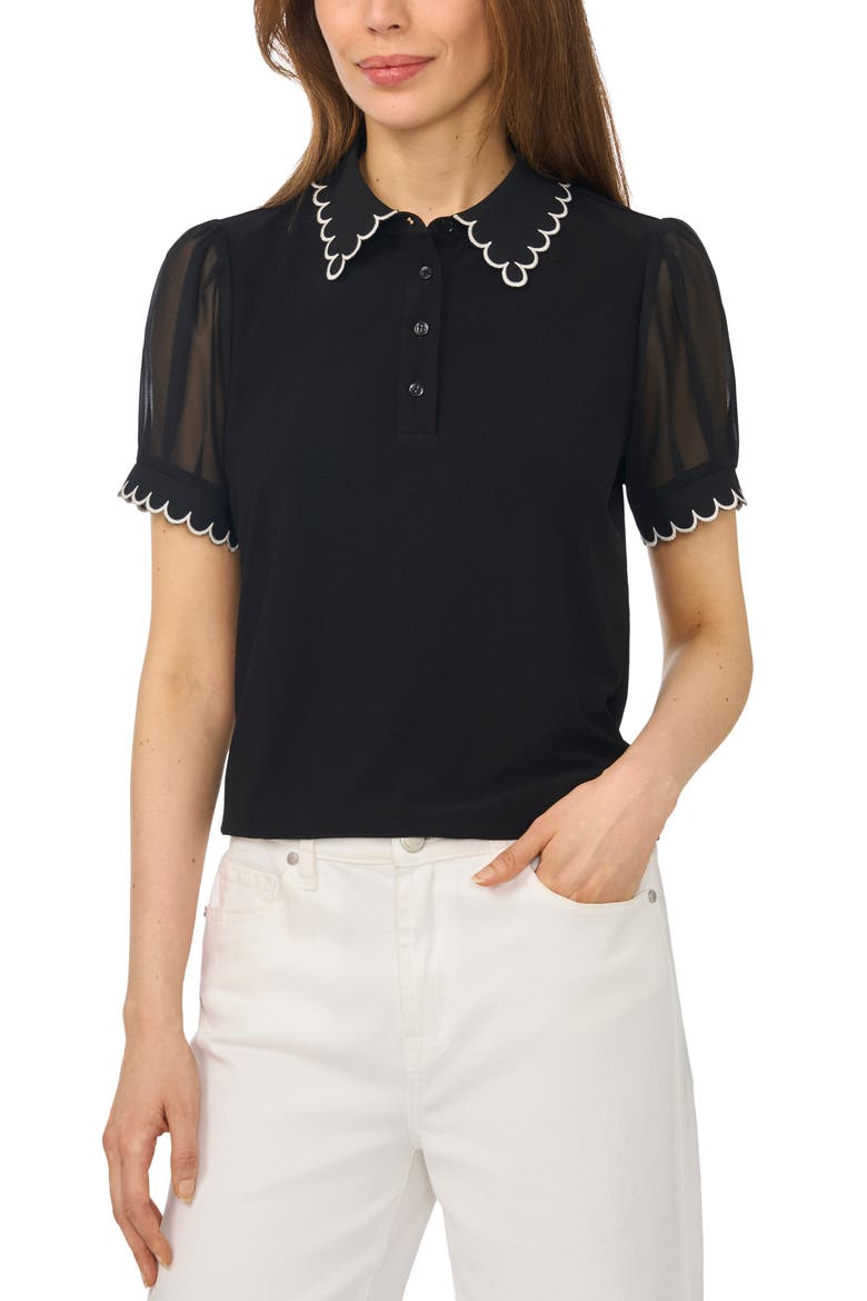 Contrast Stitch Polo Shirt, Main, color, RICH BLACK