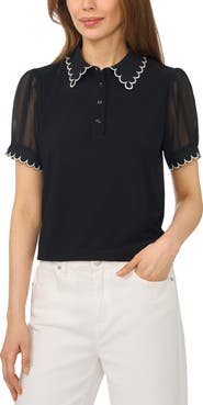 CeCe Contrast Stitch Polo Shirt