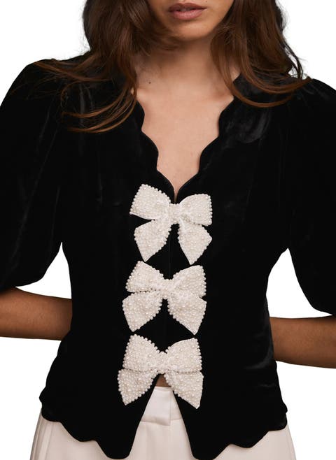 Velvet Scallop Trim Top