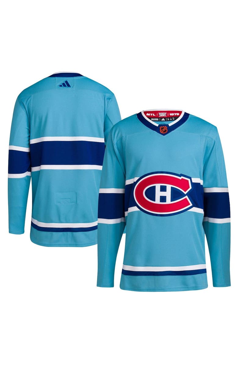 adidas Men's adidas Light Blue Montreal Canadiens Reverse Retro 2.0 Authentic Blank Jersey, Main, color, 