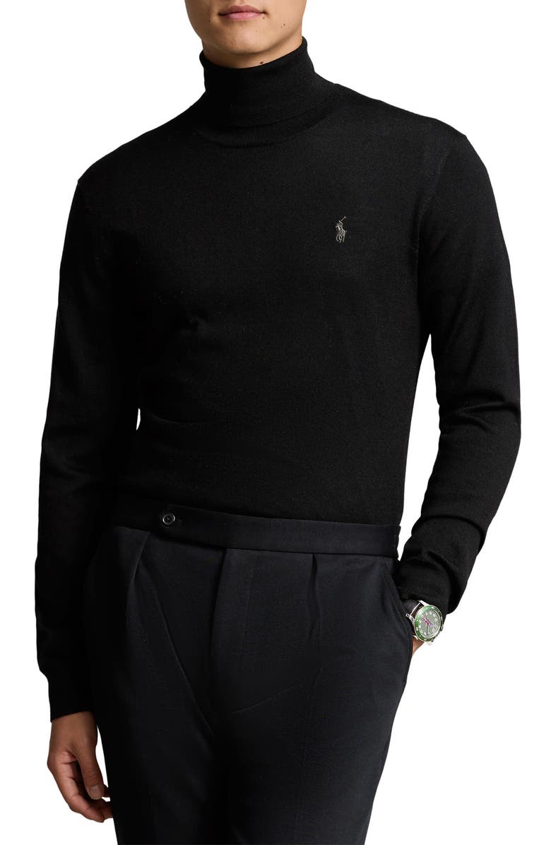 Polo Ralph Lauren Merino Wool Turtleneck Sweater, Main, color, Polo Black