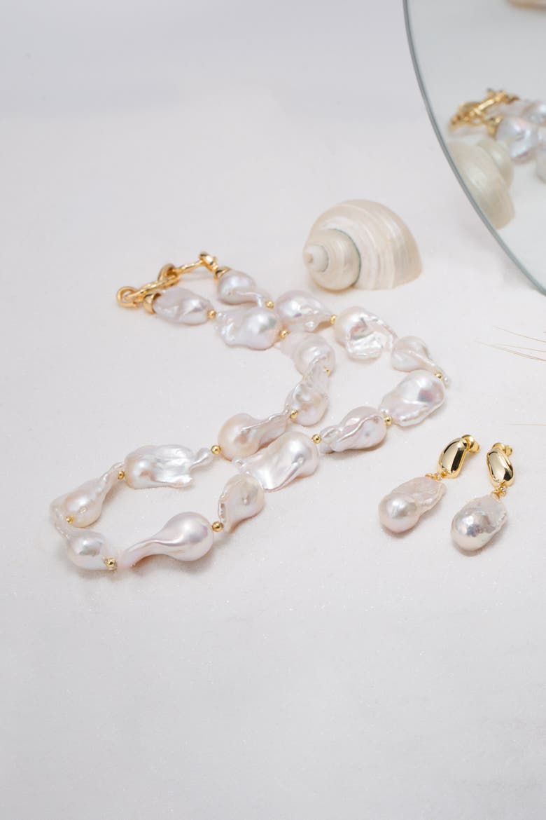 Marina Freshwater Baroque Pearl Statement Choker Necklace, Alternate, color, Gold