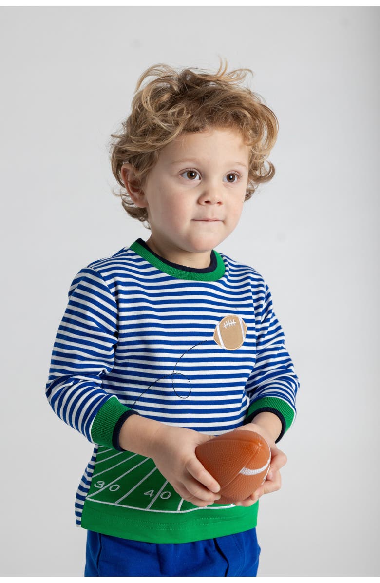 Florence Eiseman Stripe Knit Shirt With Football Field, Alternate, color, Royal Stripe