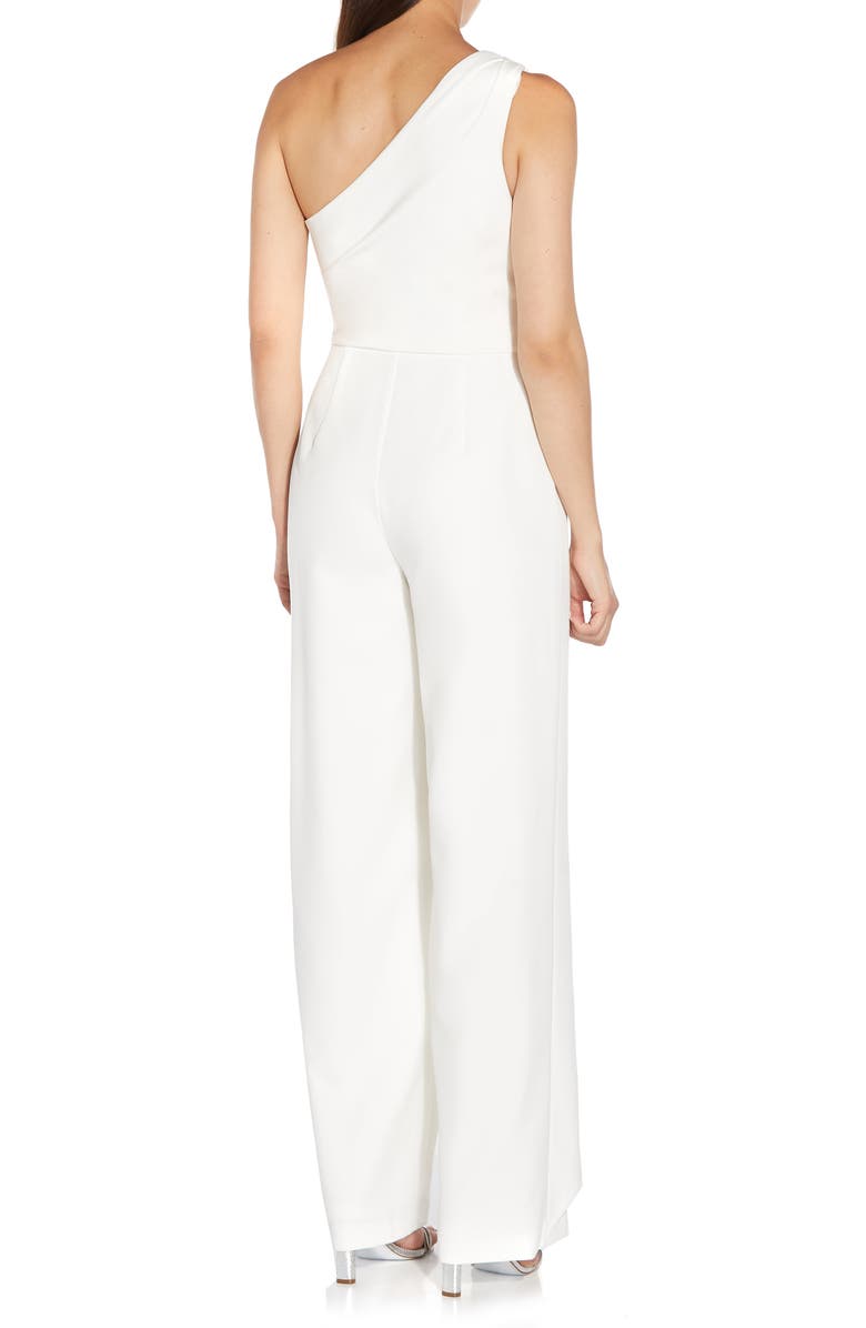 Adrianna Papell One-Shoulder Crepe Jumpsuit, Alternate, color, Ivory