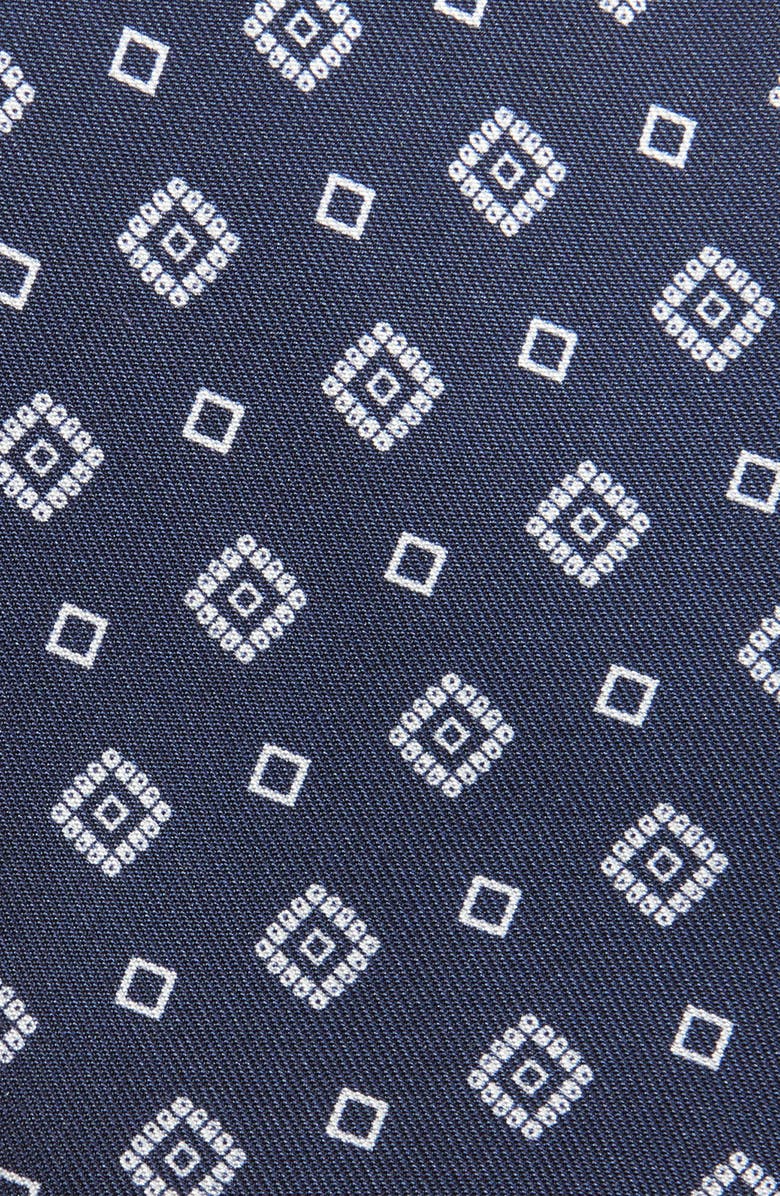 Brioni Geo Print Standard Silk Tie, Alternate, color, Navy/ White