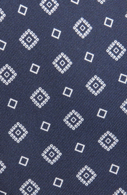 Brioni Geo Print Standard Silk Tie In Navy/white