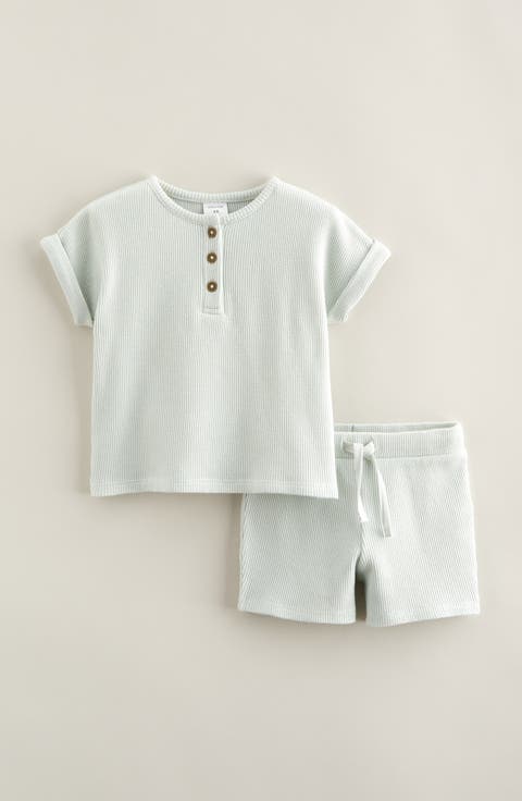 Waffle Knit Henley & Shorts Set (Baby)