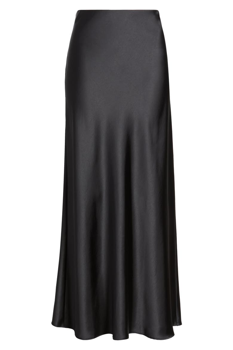 Satin Maxi Skirt, Alternate, color, BLACK