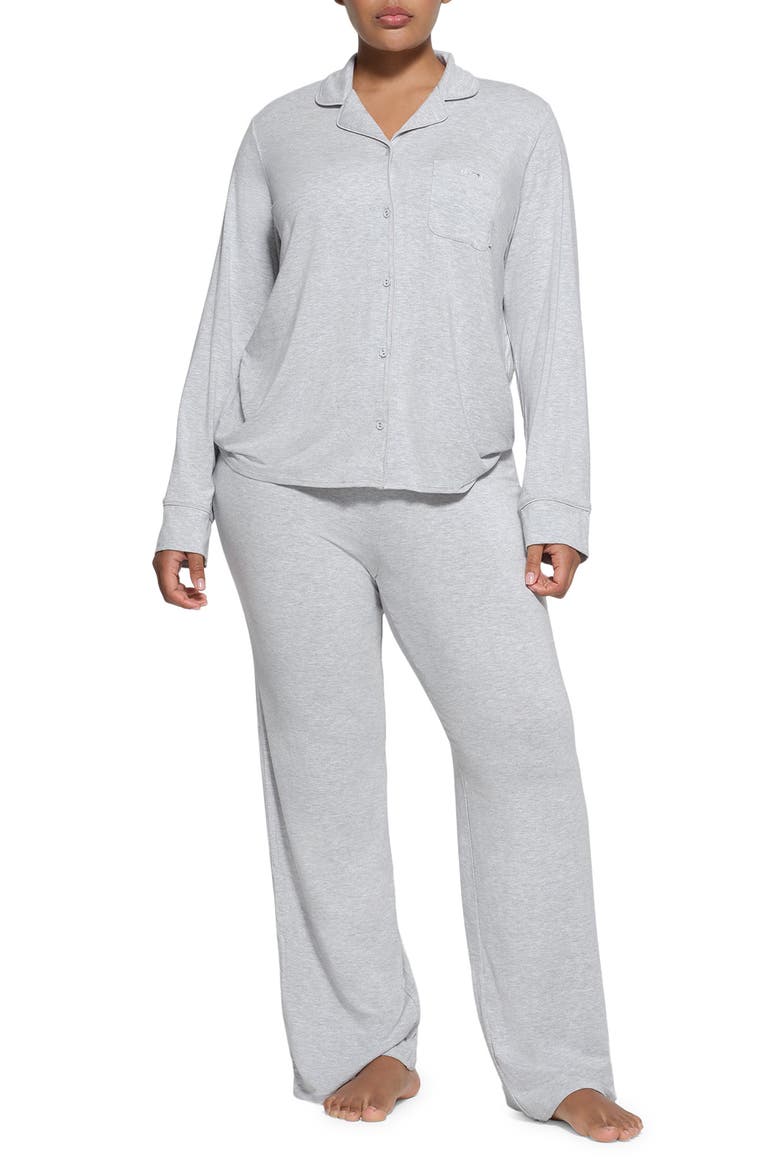 Sleep Long Pajamas, Main, color, LIGHT HEATHER GREY