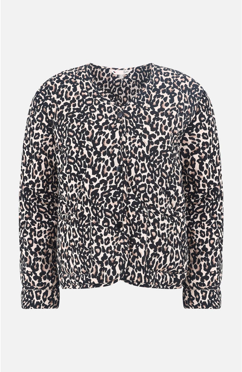 Yumi Leopard Print Round Neck Boxy Jacket, Alternate, color, Black