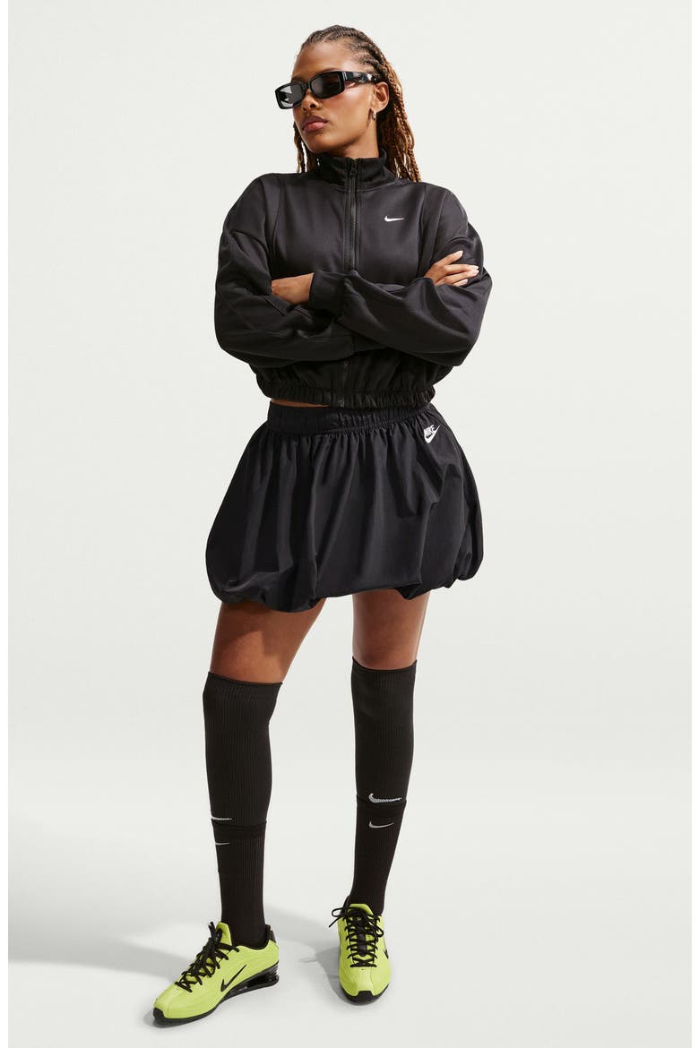 Water Repellent Bubble Miniskirt, Alternate, color, BLACK/ CHALK