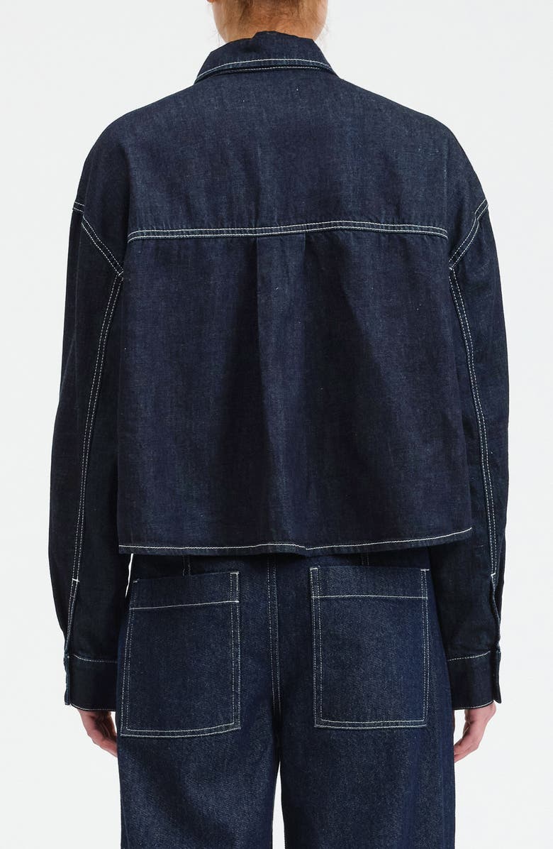 DAZE The Editor Crop Denim Button-Up Shirt, Alternate, color, In Deep