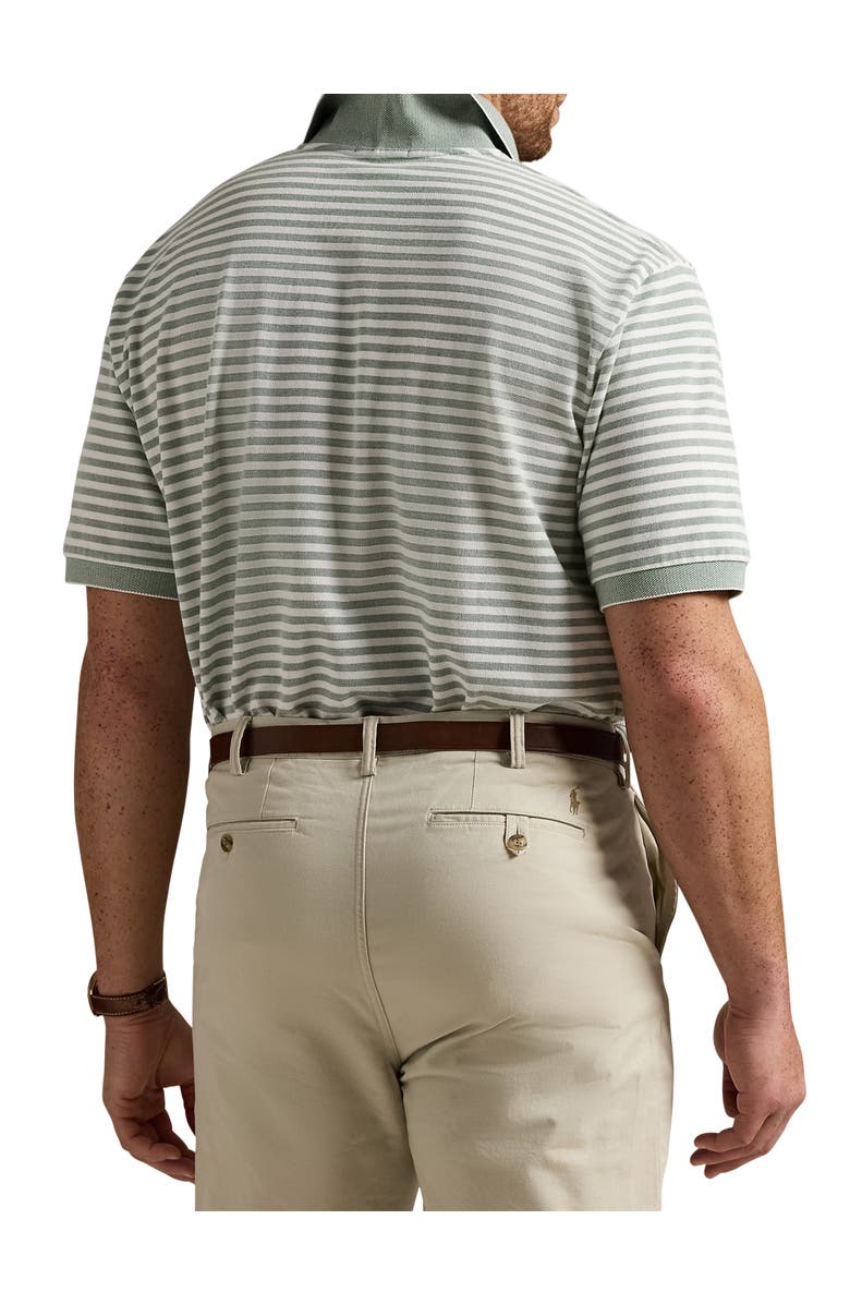 Polo Ralph Lauren Big & Tall Striped Oxford Mesh Polo Shirt, Alternate, color, Green Fatigue Nd Wht