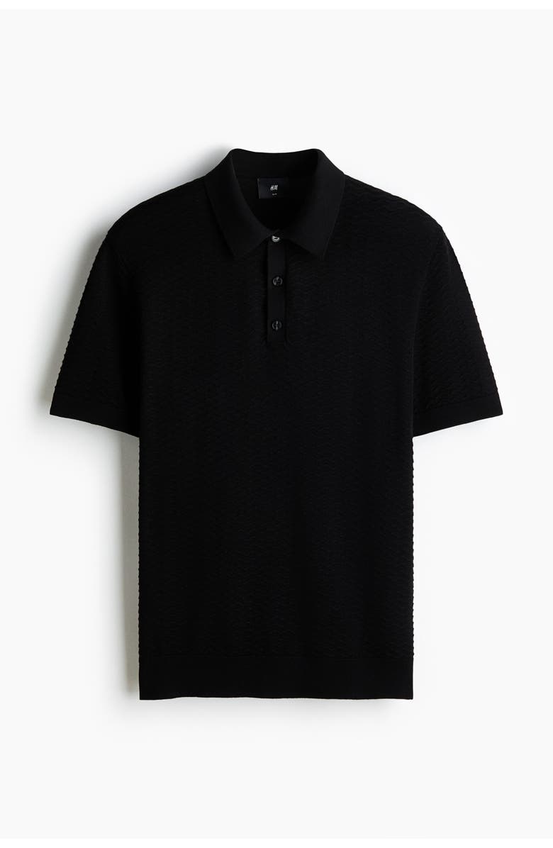 H&M Slim Fit Polo Shirt, Main, color, Black