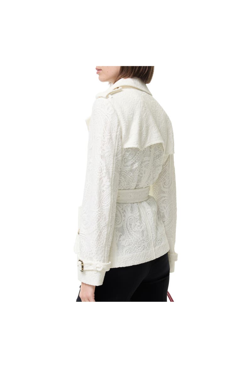 Short Paisley Lace Foxfield Trench Coat, Alternate, color, CHALKY WHITE