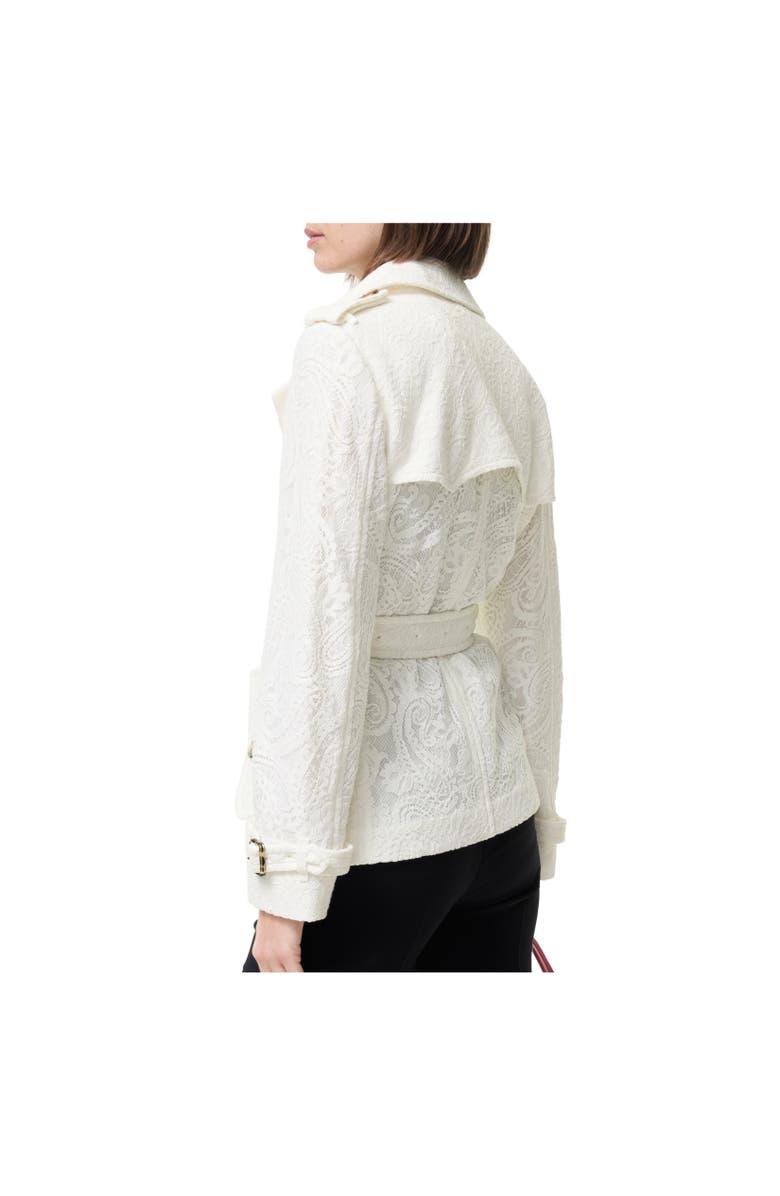Burberry Short Paisley Lace Foxfield Trench Coat, Alternate, color, Chalk White