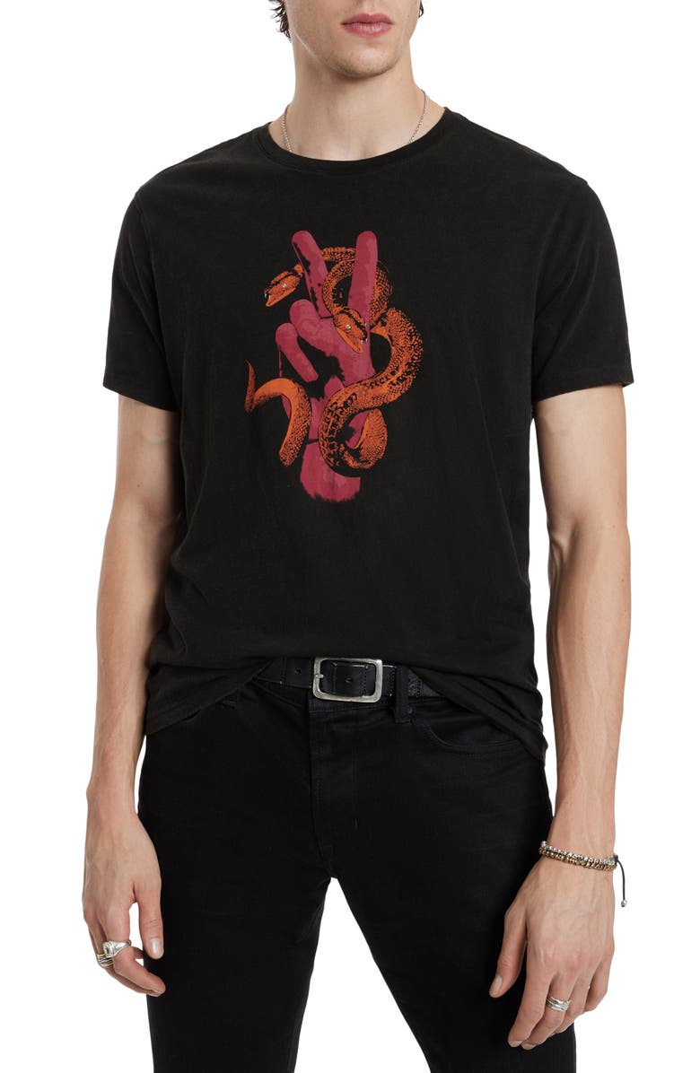 John Varvatos Peace Snake Cotton Graphic T-Shirt, Main, color, 