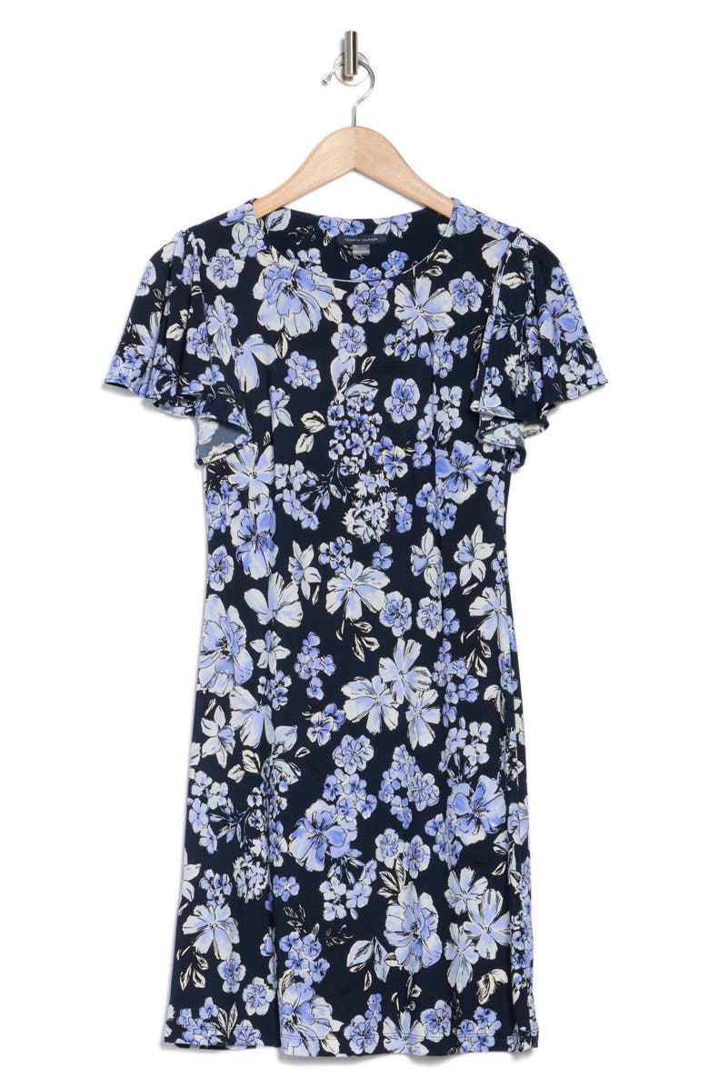 Tommy Hilfiger Floral Flutter Sleeve Jersey Shift Dress, Alternate, color,