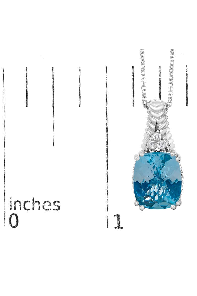 Silver Blue Topaz and Diamond Accent Textured Pendant Necklace, Alternate, color, White