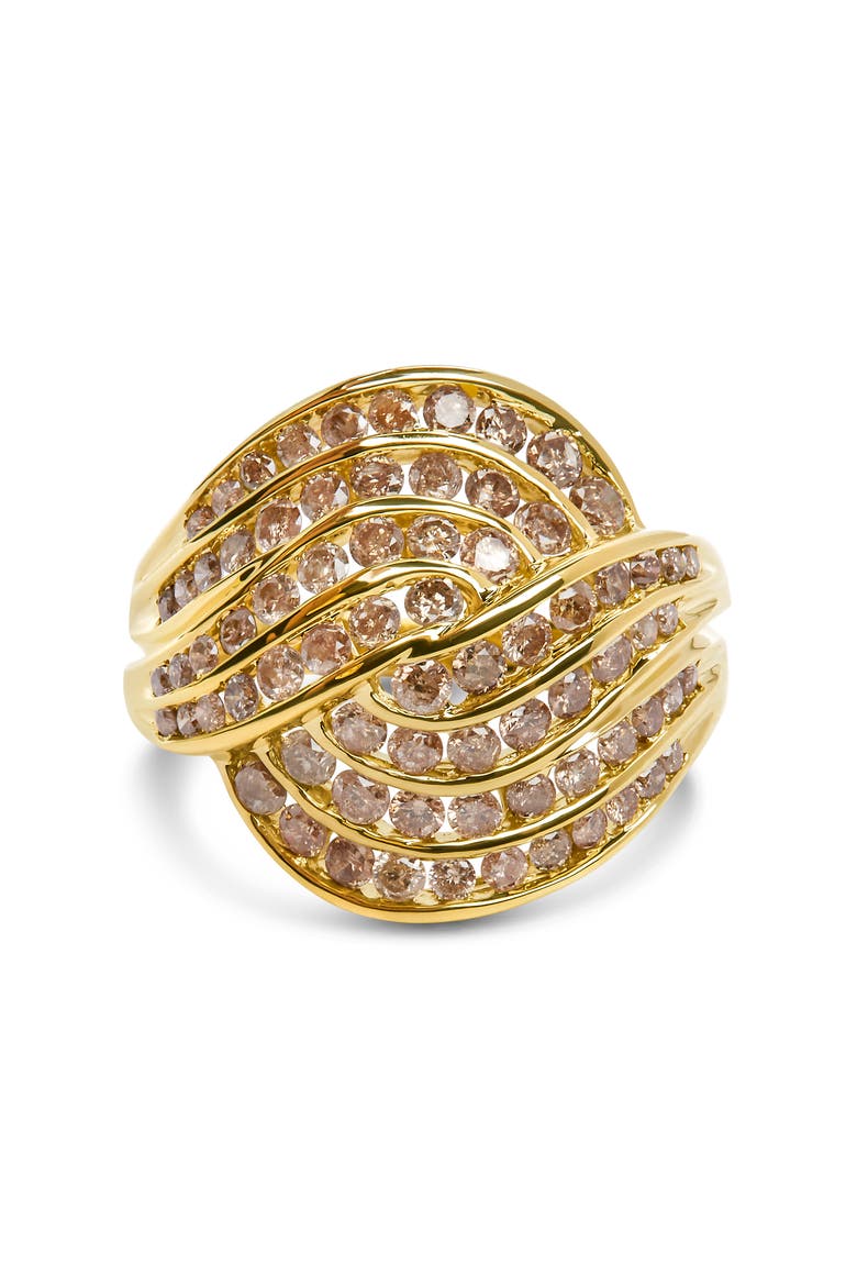 10K Yellow Gold 2.0 Cttw Channel Set Diamond Cocktail Swirl Band Ring, Main, color, Yellow
