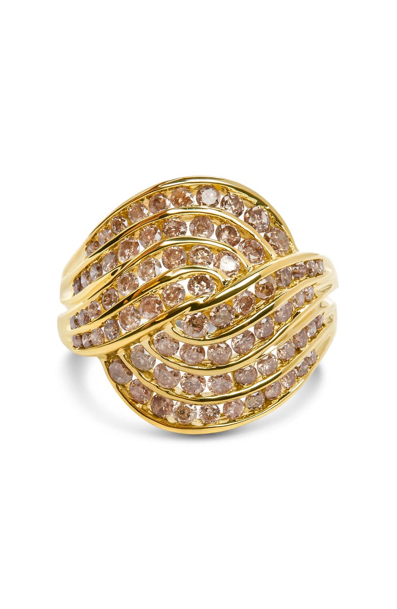 Haus of Brilliance 10K Yellow Gold 2.0 Cttw Channel Set Diamond Cocktail Swirl Band Ring, Main, color, Yellow