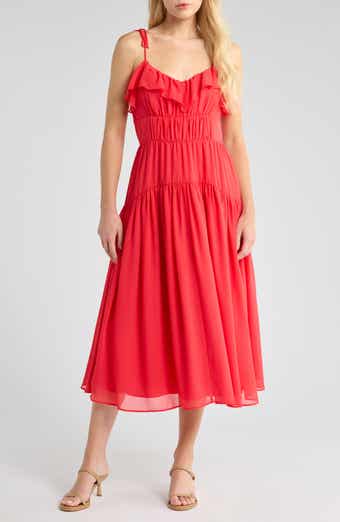 Socialite Ruffle Neckline Tiered Dress