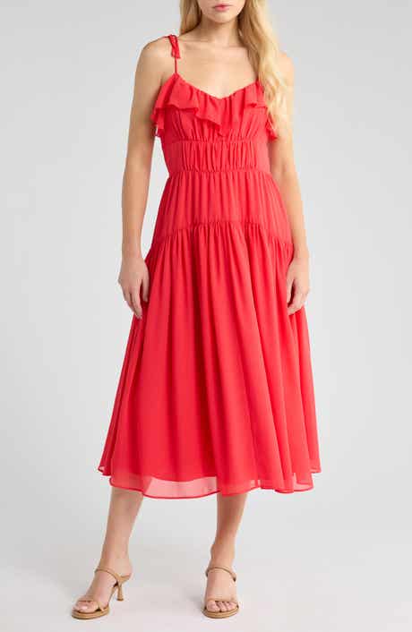 Socialite Ruffle Neckline Tiered Dress