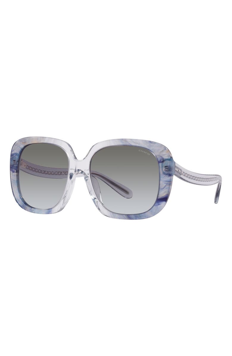 COACH 56mm Square Sunglasses, Alternate, color, Transparent Blue Ombre