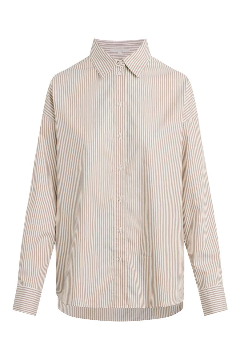 Ex Boyfriend Oversize Button-Up Shirt, Alternate, color, SOFT TAUPE STRIPE