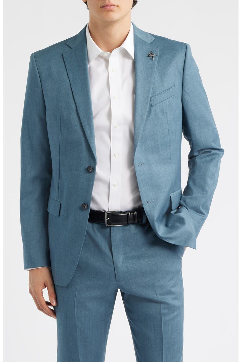 Bleecker Teal Mélange Virgin Wool Suit, Alternate, color, TEAL