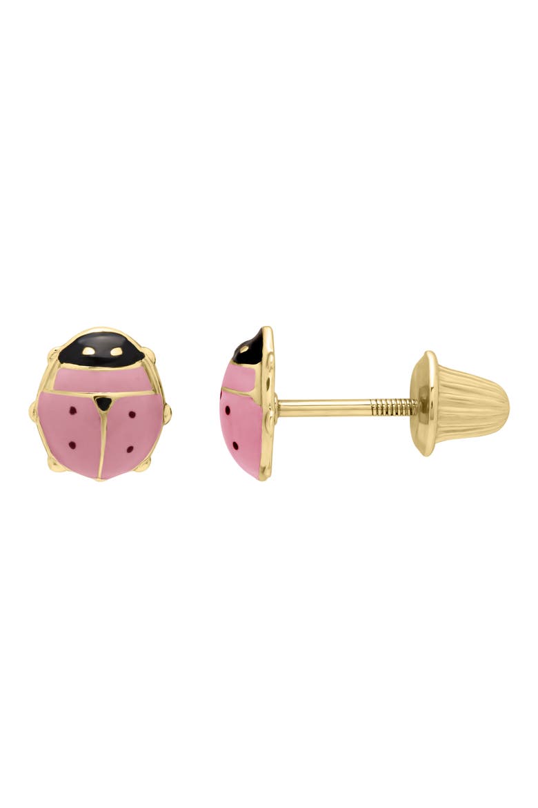 14K Gold Ladybug Stud Earrings, Main, color, GOLD