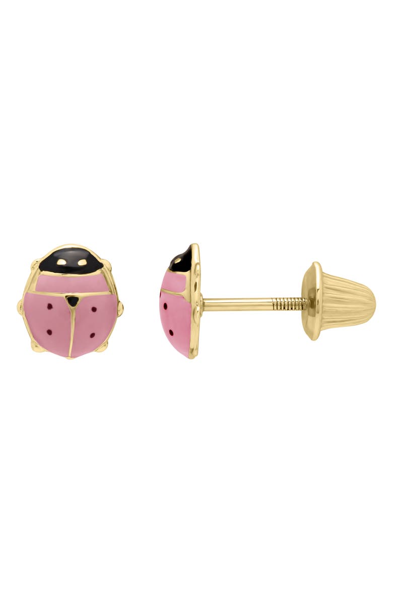 Mignonette 14K Gold Ladybug Stud Earrings, Main, color, Gold
