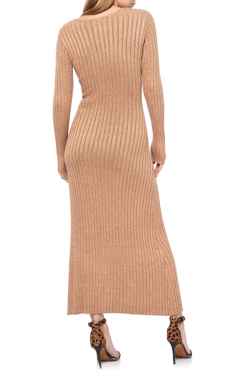 AFRM Java Long Sleeve Rib Sweater Dress, Alternate, color, 