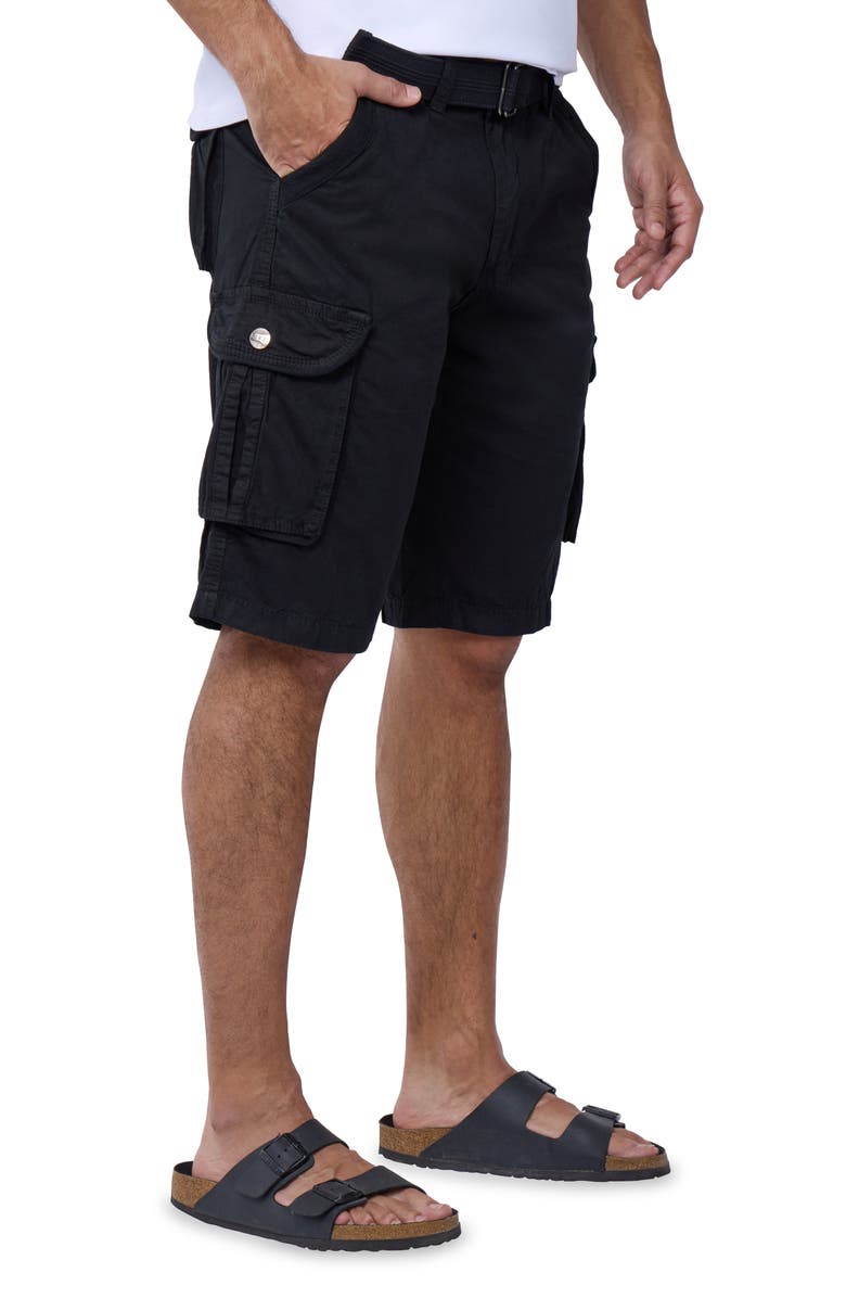 XRAY Belted Cotton Twill Cargo Shorts, Alternate, color, Black